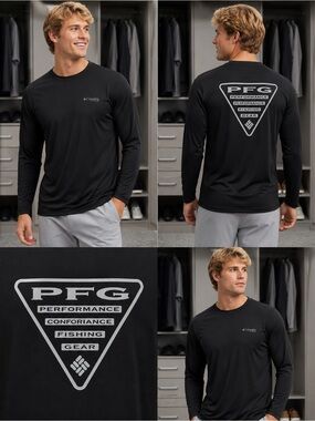 Columbia Black Long-Sleeve PFG Performance Fishing Shirt